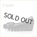 Cepdor  セプドール  cp1754bl　ブラック　【フィットする踏まずクッション・・曲がる厚底ソール・・CEPDOR・・かわいいお花のパンプス】
