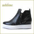 ashline　アシュライン　as338A7bl　ブラック　【新鮮・ダイヤ模様のパンチングカット！シンプルデザイン。ashline・アンクル スニーカー】