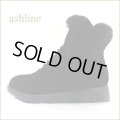 ashline　アシュライン　as9225bl　ブラック　【可愛いリップカット・デザイン。ふわもこラビットファー・ashline・暖かアンクルブーツ】