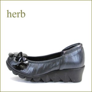 画像1: herb靴 ハーブ hb9701bl ブラック　【可愛い お花のリボン・ 履きやすい柔らか仕立て・　herb靴・・ 軽量ソール・パンプス】