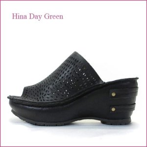 画像1: HINA DAY GREEN ヒナデイグリン　hi4480bl ブラック 【新鮮パンチングレザー・安心のふんわりクッション・HINA DAY GREEN 厚底ミュール サンダル】