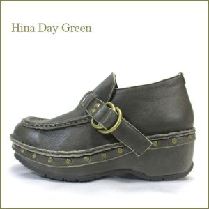 画像1: HINA DAY GREEN ヒナデイグリン　hi6033ka   カーキ　 【可愛いボリュームソール・アンティークなピンでもっと可愛い・hina モンクストラップ】