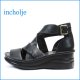 incholje インコルジェ in4032bl ブラック 【いい色オイル仕上げ。こだわりの感触 フットベット ソール　incholje ブーツサンダル 】