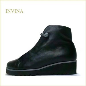 画像1: invina　インビナ iv2439bl 　ブラック【サラッとして気持ちいい裏素材　INVINA　スポッ、と履けるゴムレースのシンプルブーツ】