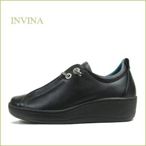 画像1: INVINA　インビナ iv2560bl 　ブラック　【少し厚底のシンプルなデザイン・INVINA　歩行に優しいインソールのレザースニーカー】