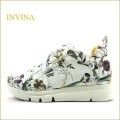 INVINA　インビナ iv50295wtf　ホワイトフラワー　【お花で可愛さアップ！やさしい履き心地・INVINA 外反母趾対策の厚層インソール スニーカー】