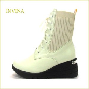 画像1: INVINA　インビナ iv9202iv　アイボリー 【ヒールアップで綺麗な姿勢・ニット素材で可愛さアップ INVINA　エレガントブーツ】