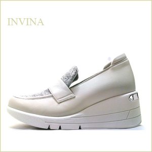 画像1: INVINA　インビナ iv9203wtc 　ホワイト 【ヒールアップで綺麗な姿勢・ラメ入り素材の綺麗な INVINA ローファー】