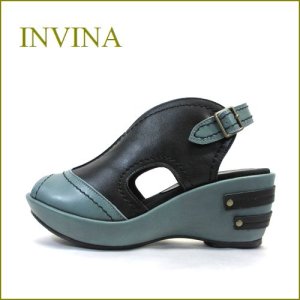 画像1: INVINA　インビナ　iv4101bl　ブラック　【お洒落なコンビカラー・・ボリュームのある厚底ソール・invina・柔らかレザーサンダル】