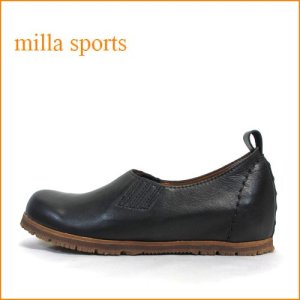 画像1: MILLA SPORTS　 ミラスポーツ　mi02bl　ブラック　【可愛いまん丸トゥ・楽らくウィズ 巾広４Ｅ  MILLA SPORTS　インヒール パンプス】