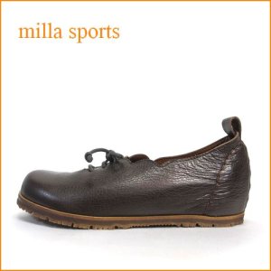 画像1: MILLA SPORTS　 ミラスポーツ　mi05dn　ダークブラウン　【可愛いフラワーカット・程よい高さのシークレットソール  MILLA SPORTS　幅広スリッポン】