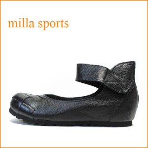 画像1: MILLA SPORTS　 ミラスポーツ　mi5001bl　ブラック　【可愛いまん丸トゥ・楽らくウィズ 幅広４Ｅ  MILLA SPORTS　インヒール ネックベルト パンプス】