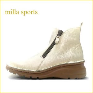 画像1: milla sports ミラスポーツ　mi7032iv　アイボリー　【どんどん歩ける軽量ソール・ソフトなレザーでOK！ milla sports・Ｗジッパーブーツ】