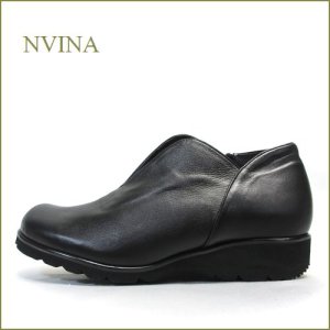 画像1: NVINA　エヌビナ　nv7872bl ブラック 【可愛い丸さのオブリック・・シンプルで決めよう。。nvina ・センターゴア・スリッポン】