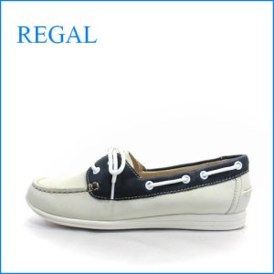 画像1: REGAL リーガル re33iv　アイボリー 【とにかく軽いシューズ・すっきり可愛い白と紺　REGAL　デッキシューズ】