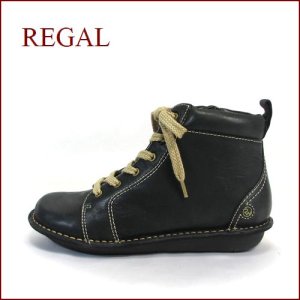 画像1: REGAL リーガル re35bl　ブラック 【すぐ馴染むオイルレザー・可愛い丸さの・REGAL 楽らく幅広・ショートブーツ】