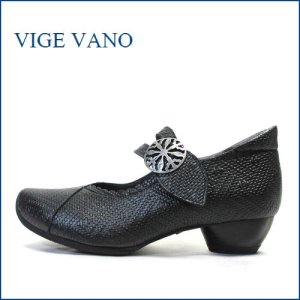 画像1: ビジェバノ パンプス  vigevano  vg7004bl　ブラック　【イタリアモダンな手作りシューズ・ビジェバノ 靴  おしゃれな型押しレザーのベルトパンプス】