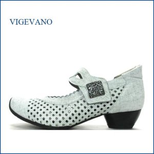 画像1: ビジェバノ パンプス  vigevano 　vg7025wt　ホワイト　【靴職人手作りの１足・・小意気なパンチング素材・　vigevano ベルトパンプス】