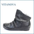 vita nova ビタノバ vt1578bl ブラック　【可愛い、まん丸ラウンドトゥ。。いい革してる、高級素材・・ビタノバ モコモコ・アンクル】
