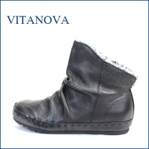 画像1: vita nova ビタノバ vt1578bl ブラック　【可愛い、まん丸ラウンドトゥ。。いい革してる、高級素材・・ビタノバ モコモコ・アンクル】