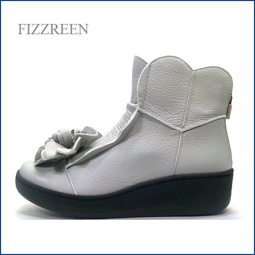 FIZZREEN フィズリーン fr2579gy 　ライトグレイ　【かわいい大きいお花・歩行に優しいやすらぎインソール・FIZZREEN　履きやすい厚底ブーツ】
