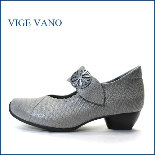 ビジェバノ パンプス  vigevano  vg7004gy　グレイ　【イタリアモダンな手作りシューズ・ビジェバノ 靴  おしゃれな型押しレザーのベルトパンプス】