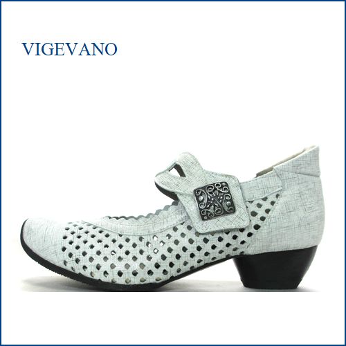 ビジェバノ パンプス  vigevano 　vg7025wt　ホワイト　【靴職人手作りの１足・・小意気なパンチング素材・　vigevano ベルトパンプス】