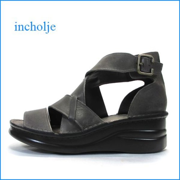 画像1: incholje インコルジェ in4032gy  グレイ 【いい色オイル仕上げ。こだわりの感触 フットベット ソール　incholje ブーツサンダル 】 (1)